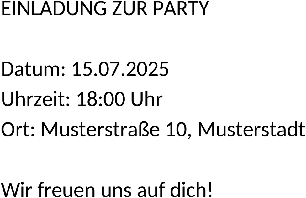 Word-Vorlage Party Einladung