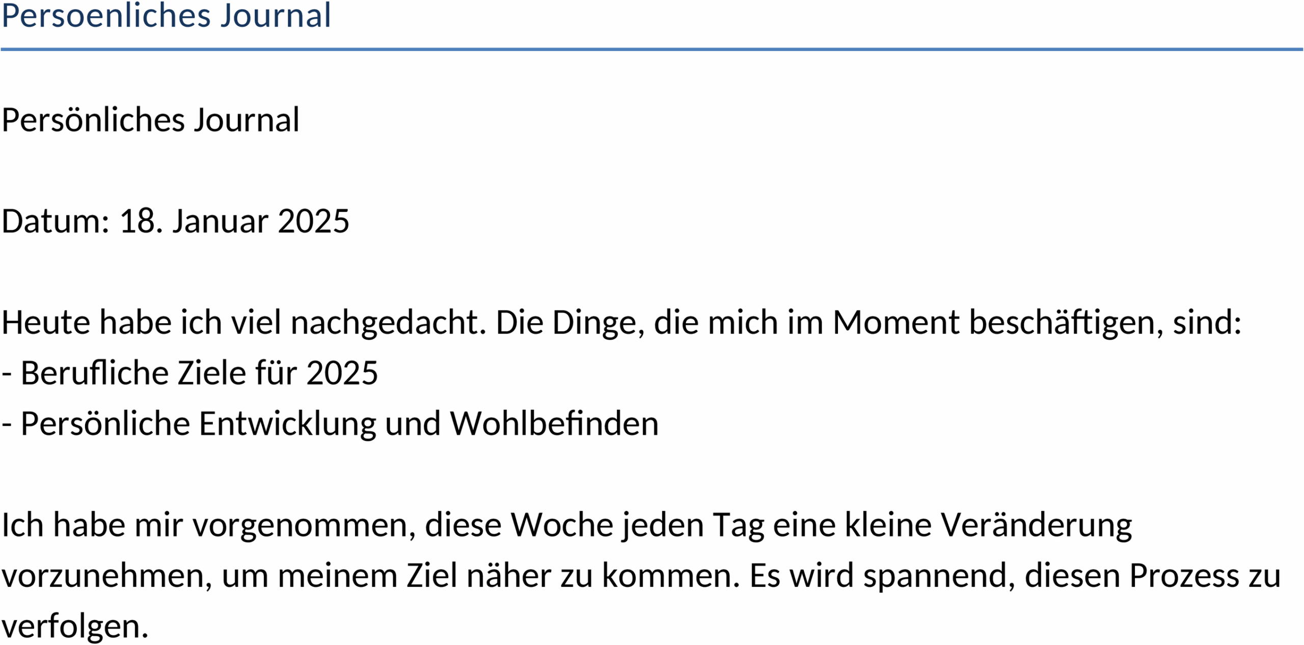 Word Vorlage: Persönliches Journal