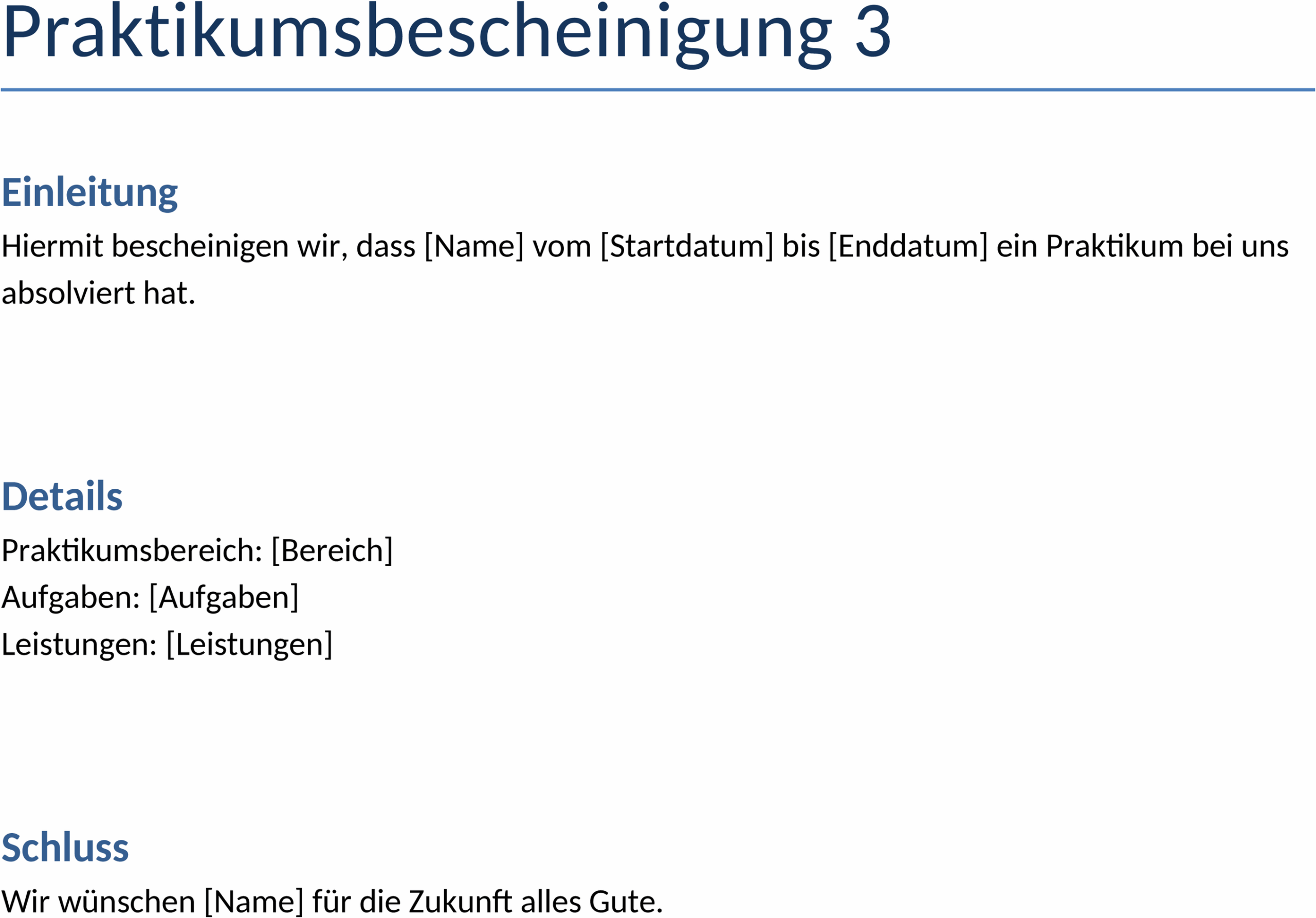 Word-Vorlage Praktikumsbescheinigung