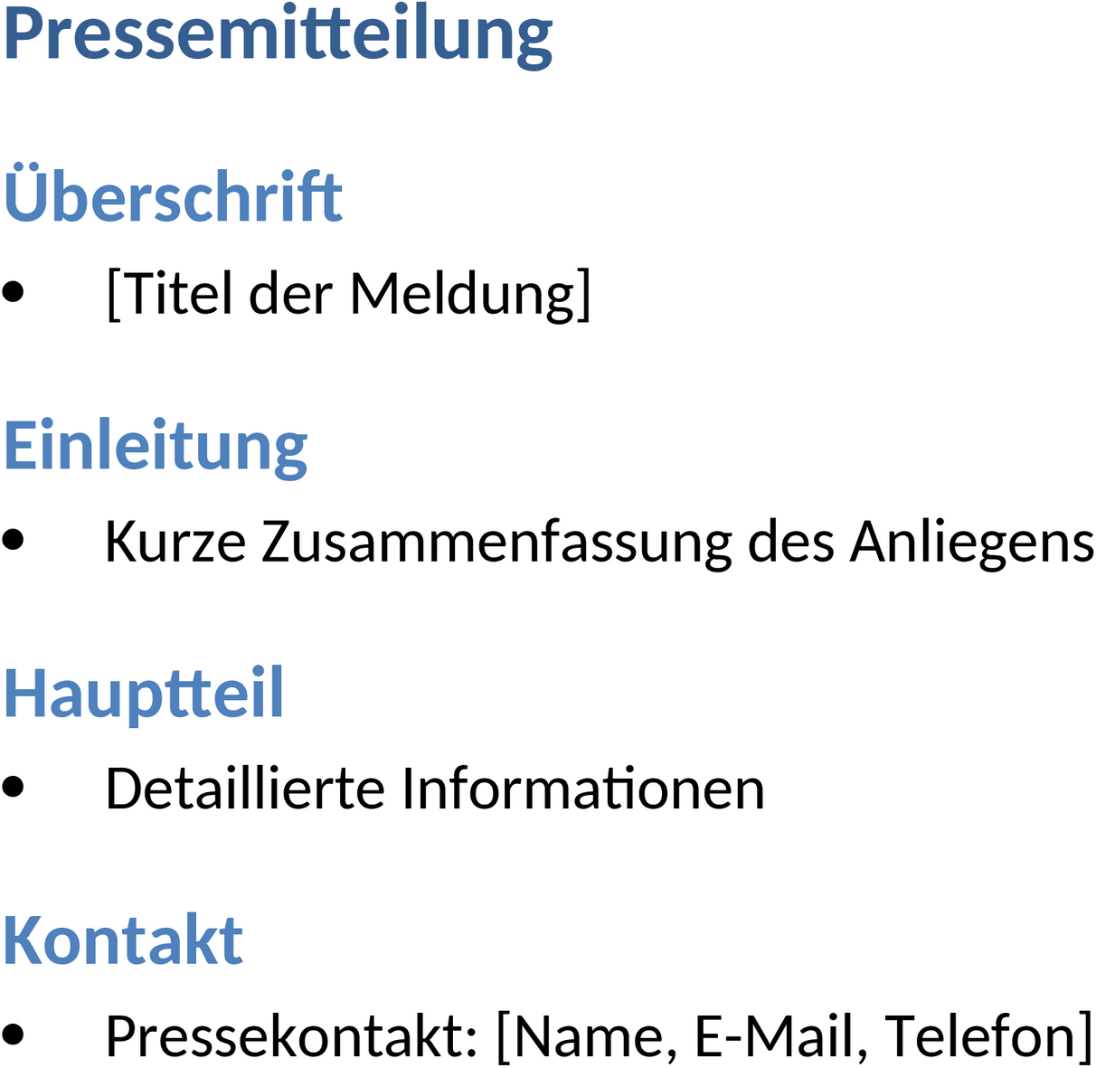Word-Vorlage Pressemitteilung