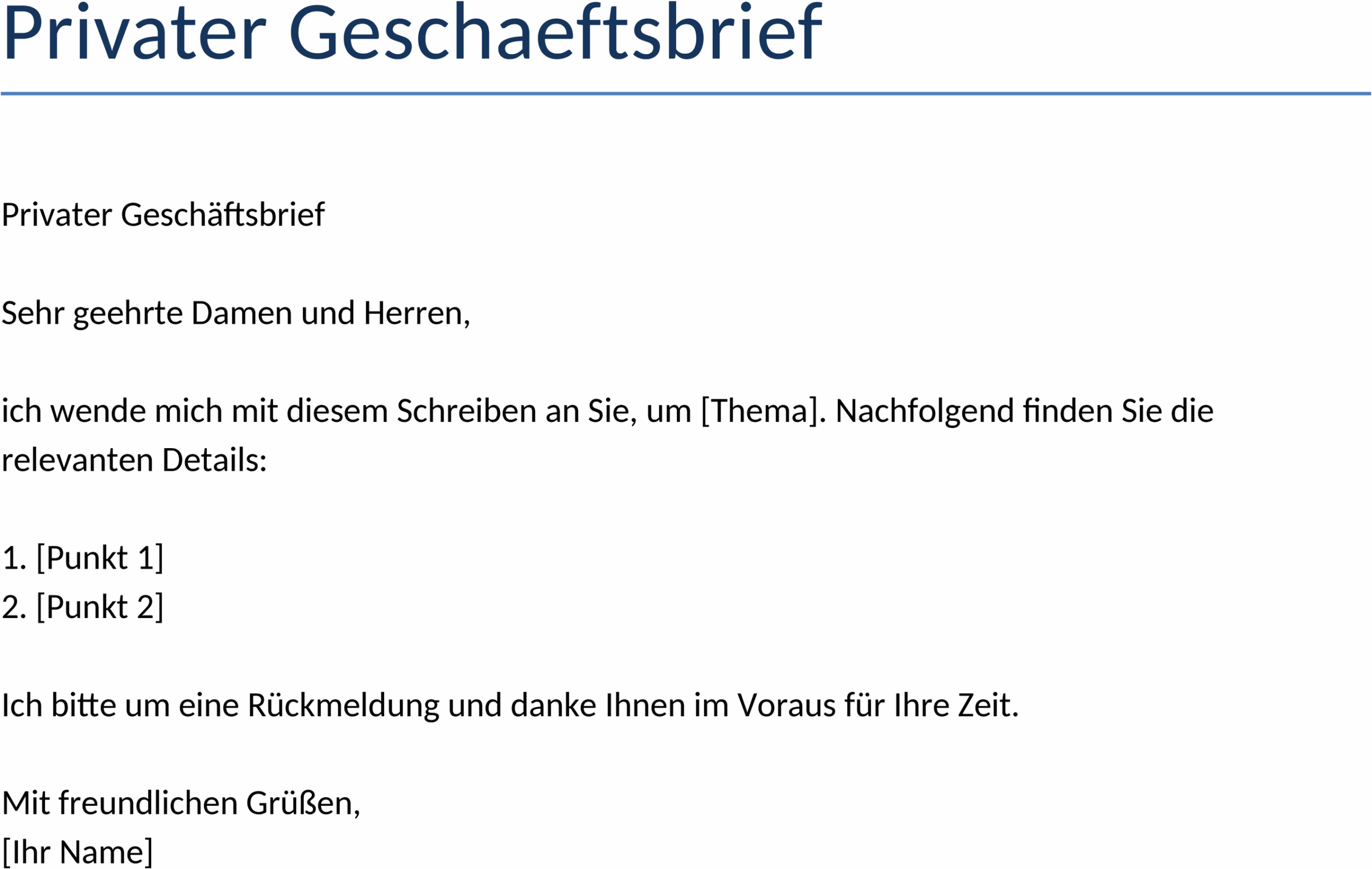 Word-Vorlage für Privat- und Geschäftsbrief