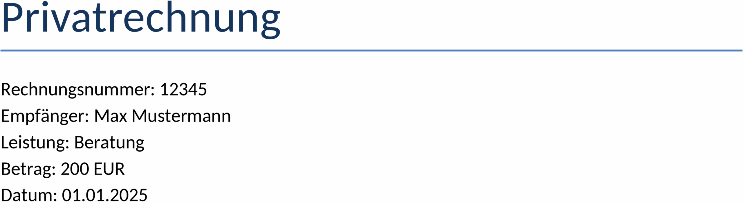 Word-Vorlage für Privatrechnungen