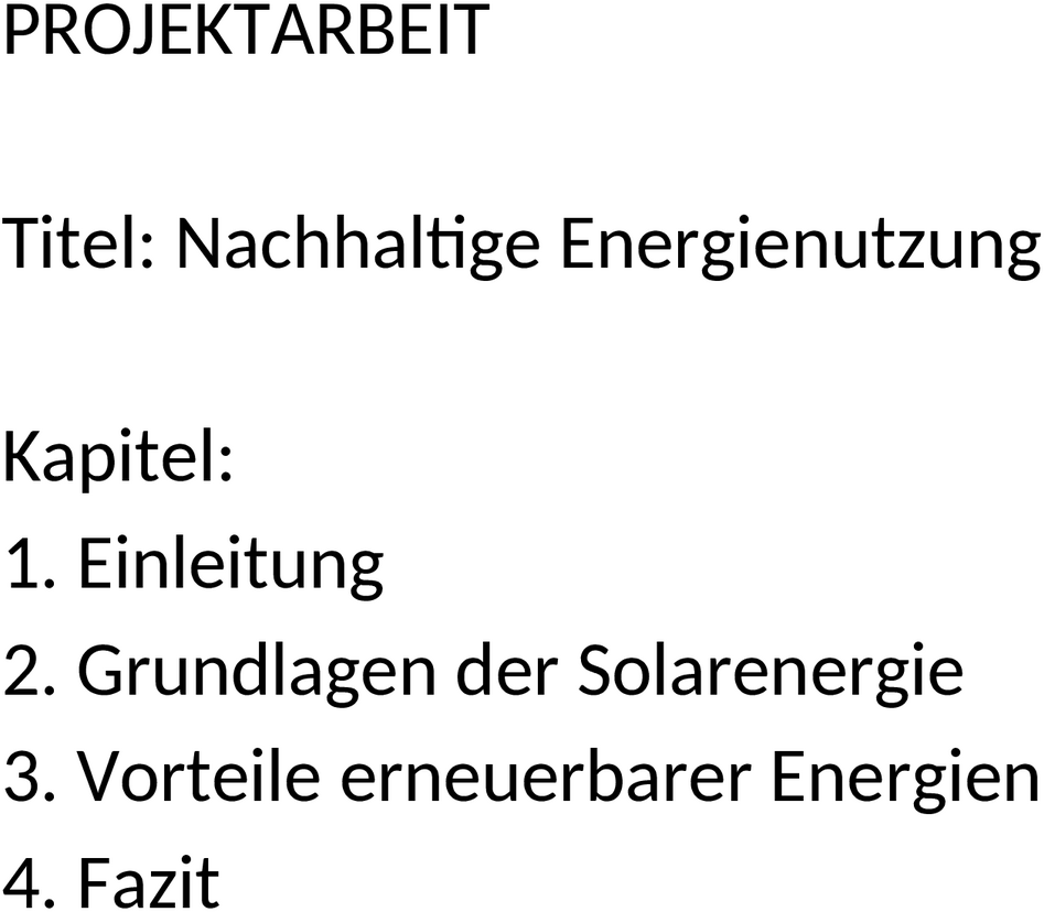Word Vorlage für Projektarbeit