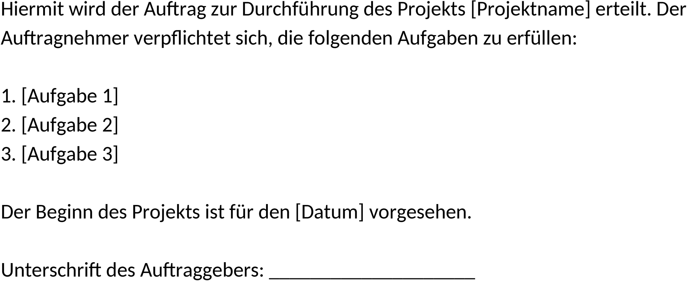 Word-Vorlage Projektauftrag
