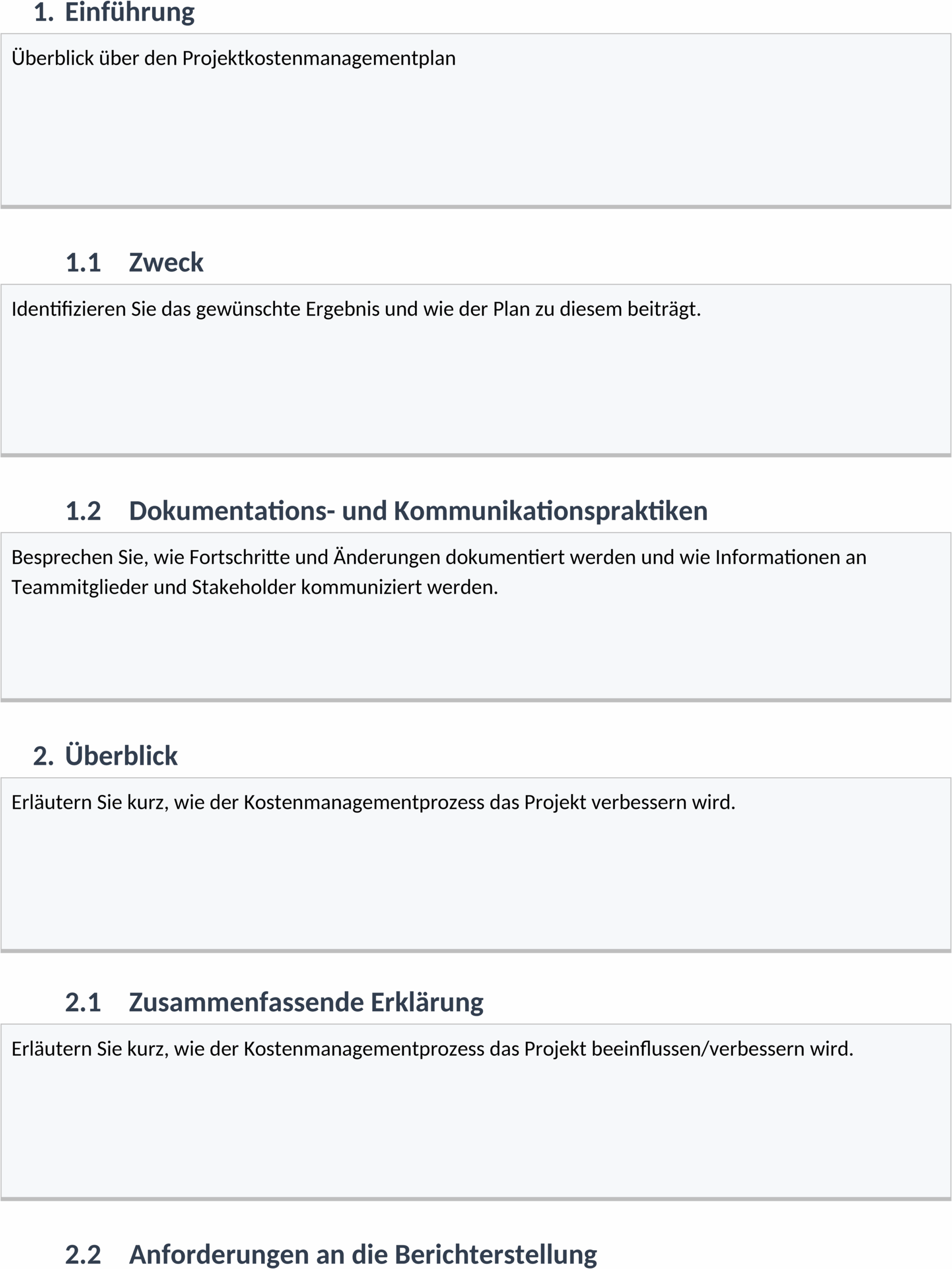 Word-Vorlage Projektkostenmanagement