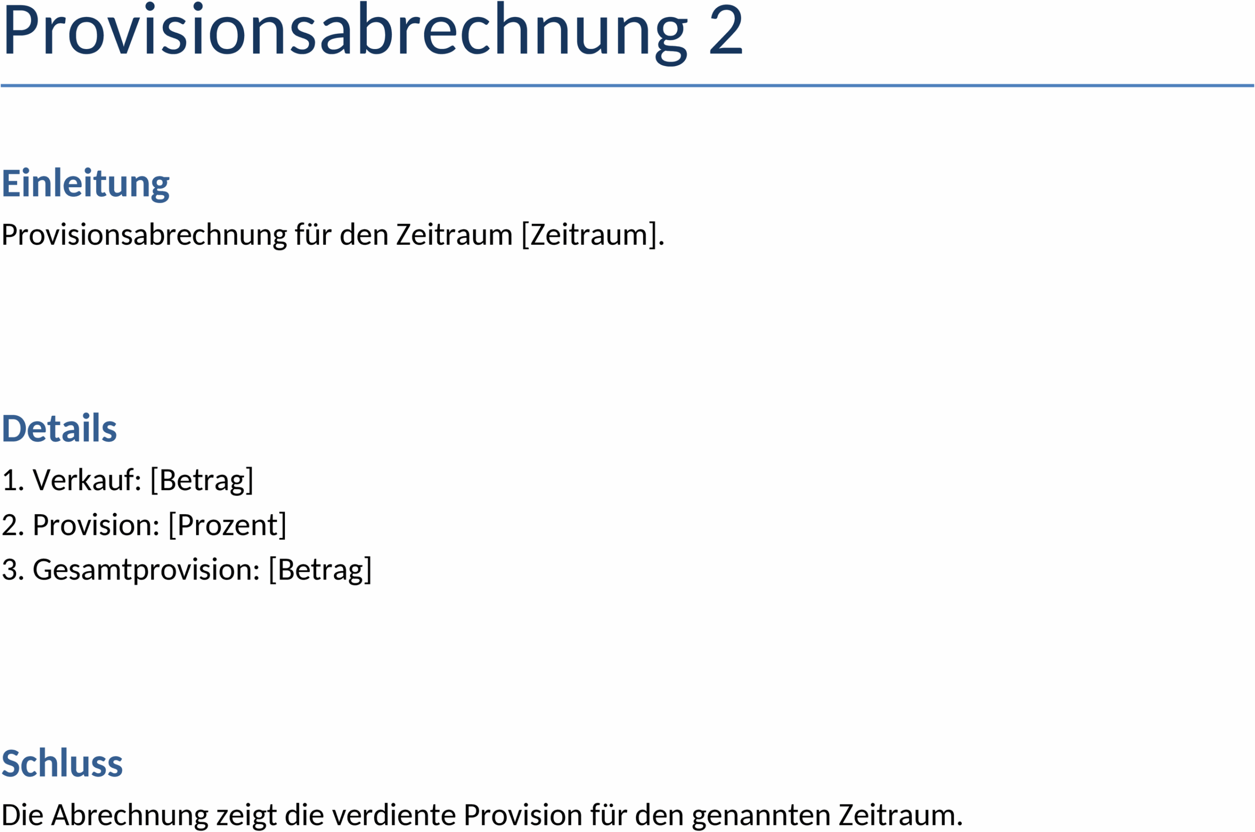 Word-Vorlage Provisionsabrechnung