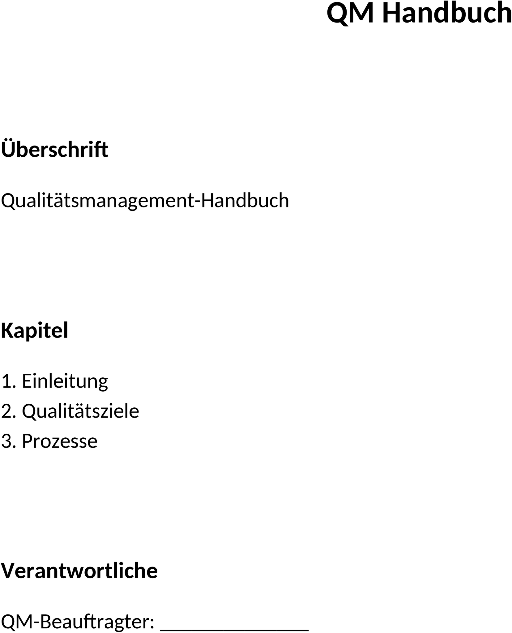 Word-Vorlage Qualitätsmanagement-Handbuch
