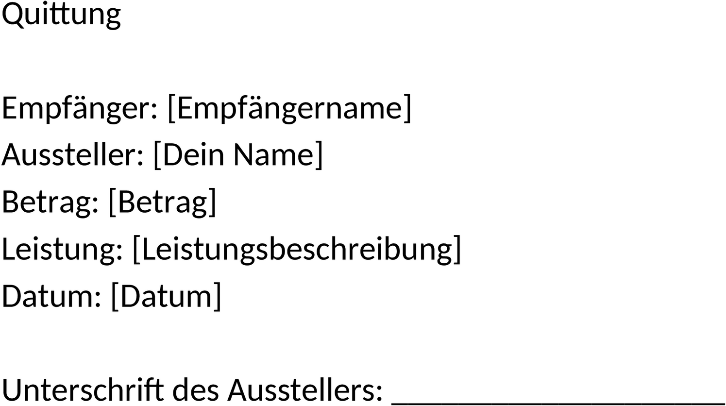 Word-Vorlage Quittung Privat