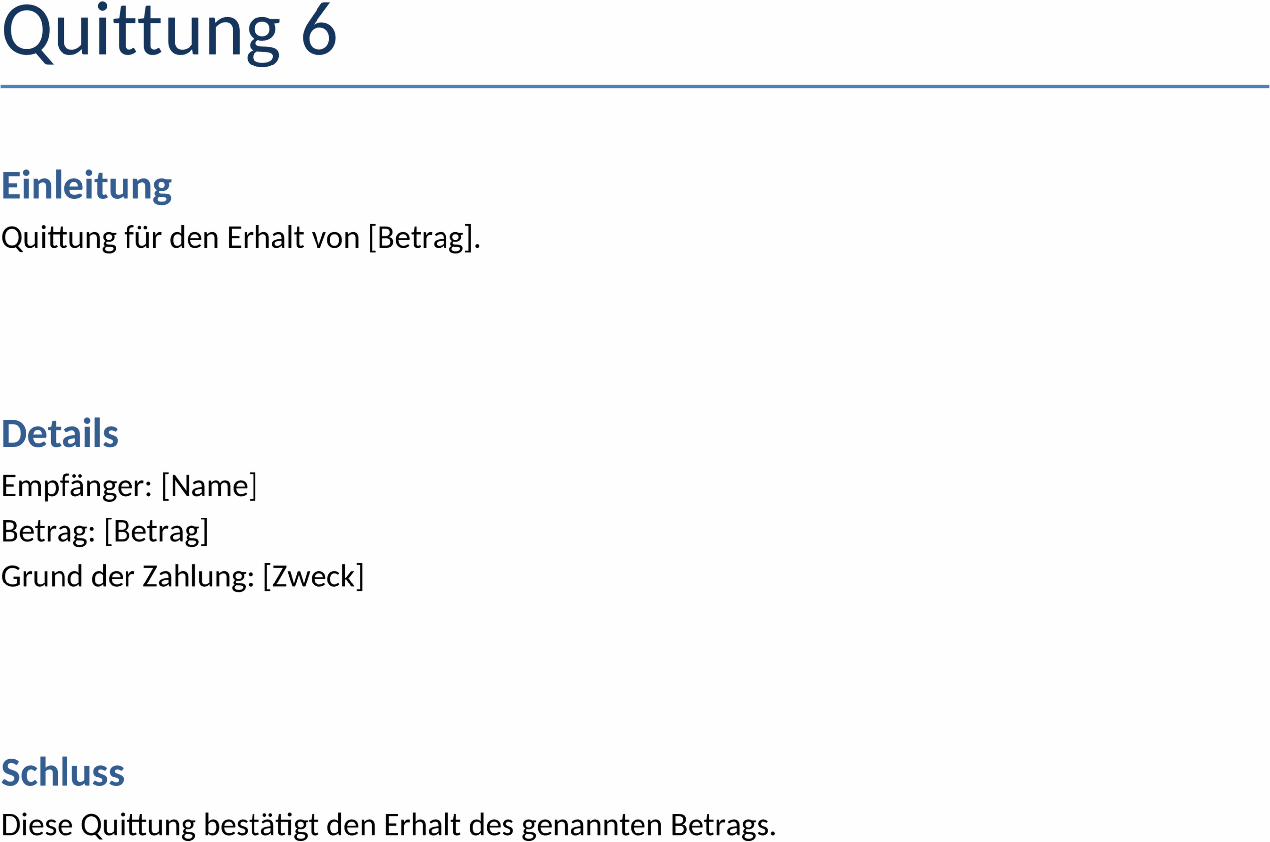 Word Vorlage für Quittung