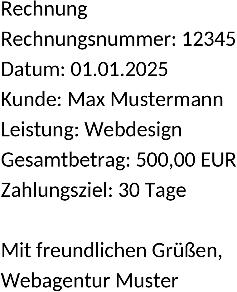 Word Vorlage Rechnung
