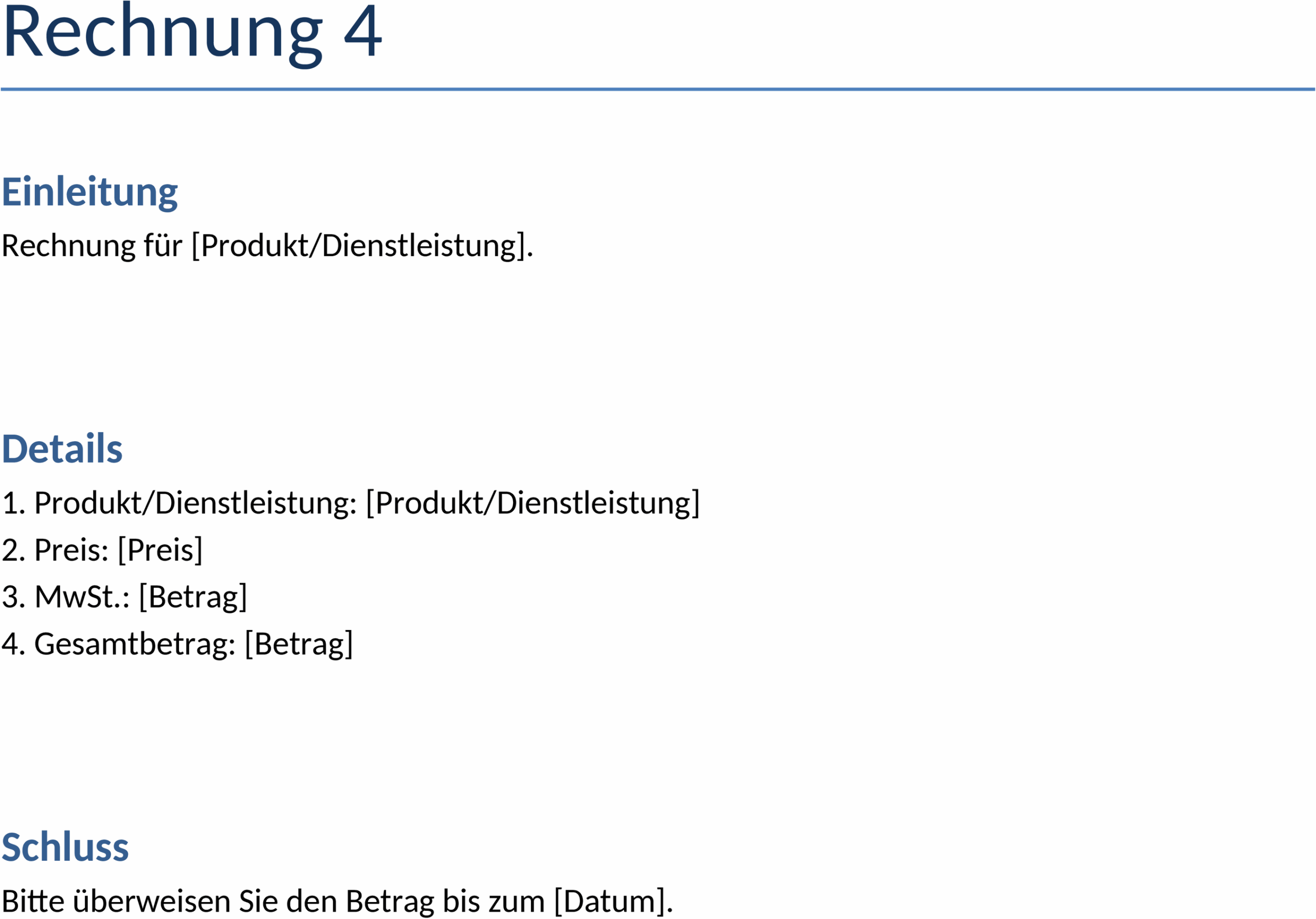 Word-Vorlage für Rechnungen