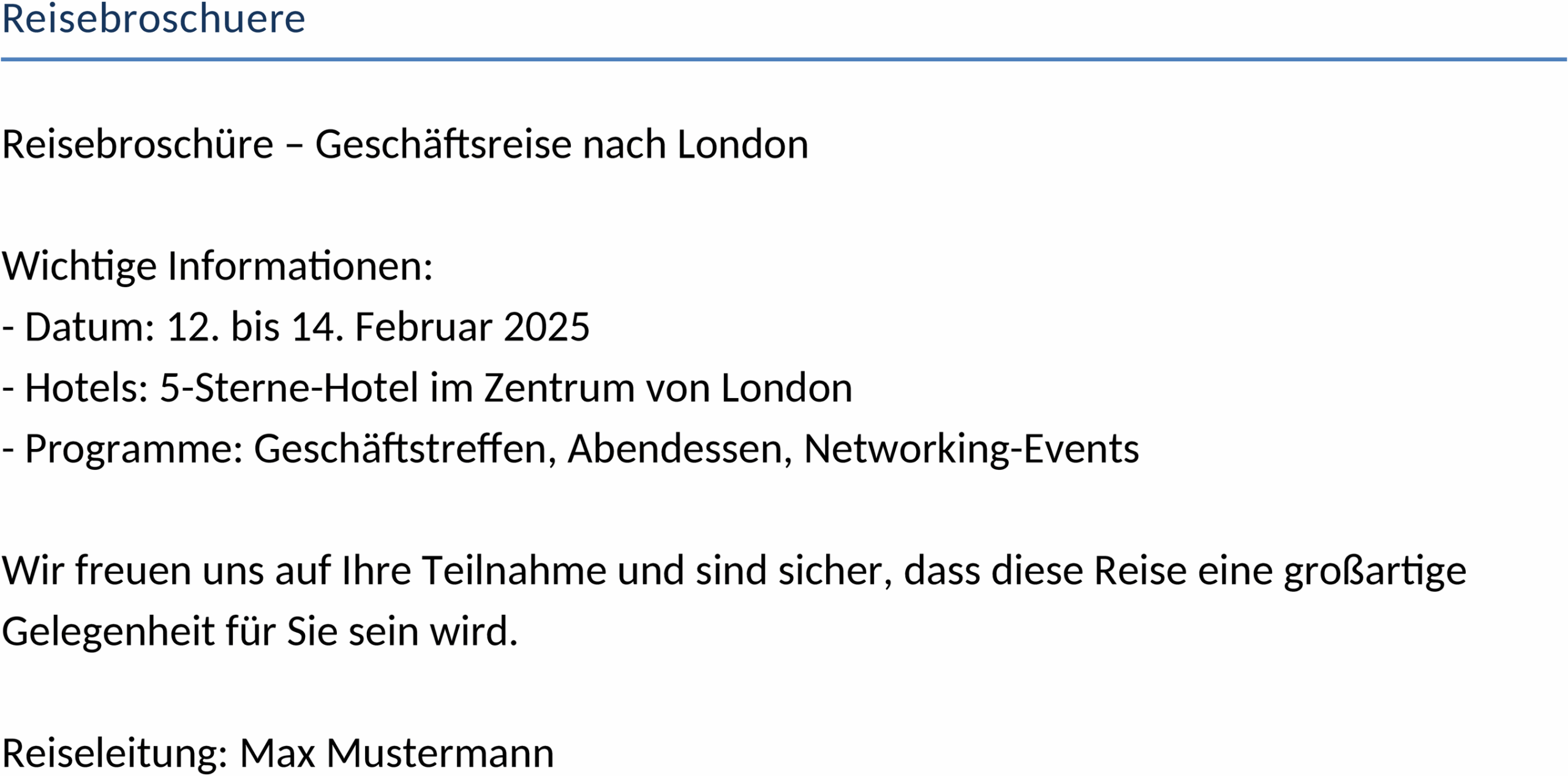 Word-Vorlage Reisebroschüre