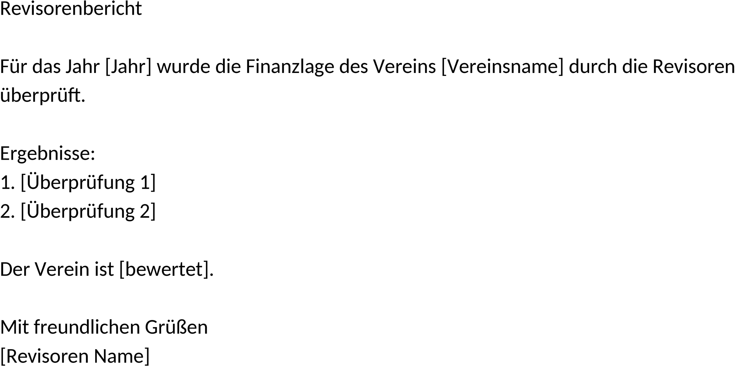Word-Vorlage: Revisorenbericht Verein