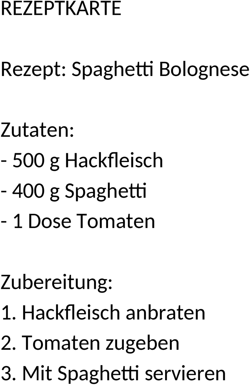 Word-Vorlage Rezeptkarten