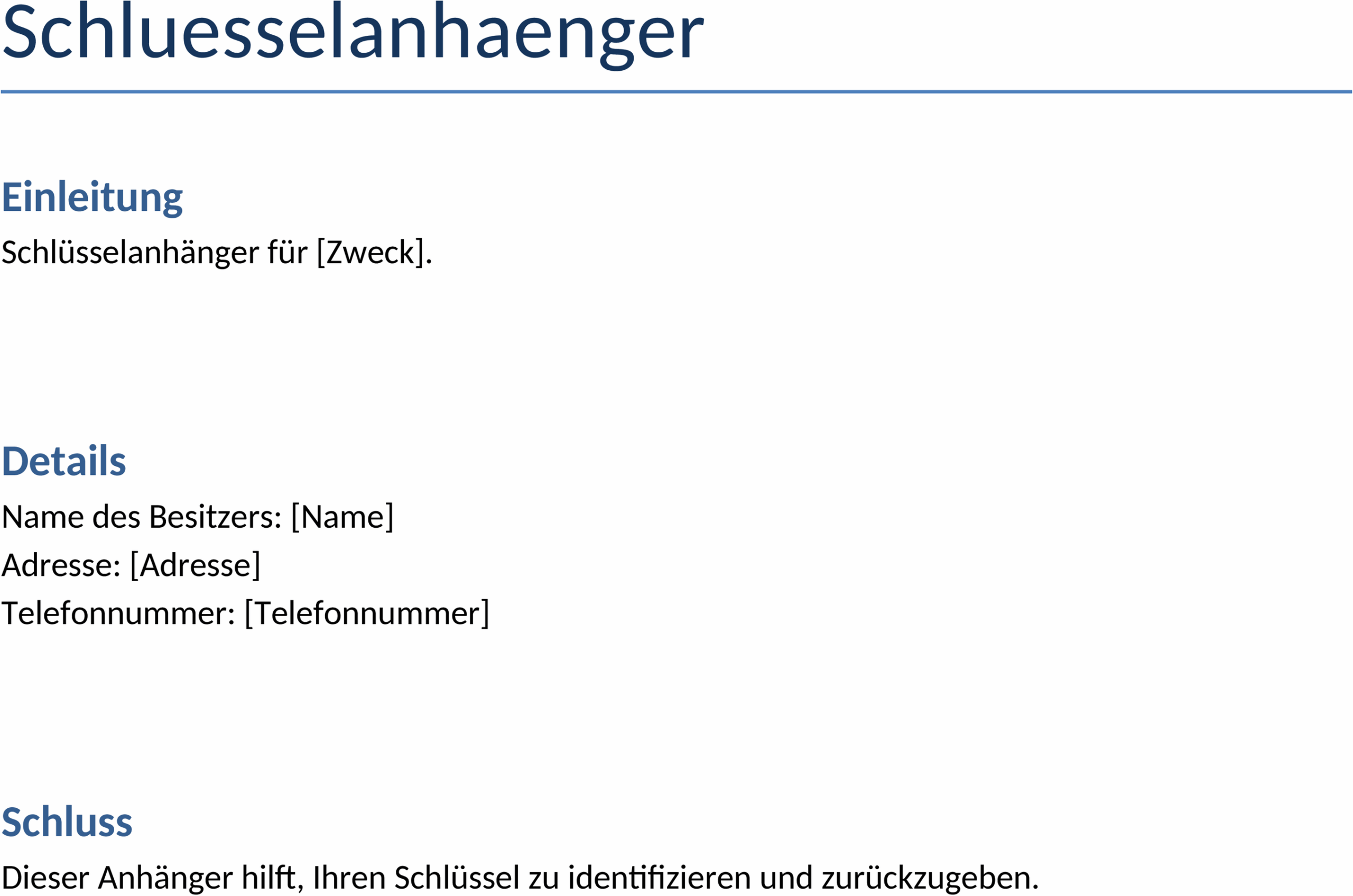 Word Vorlage für Schlüsselanhänger