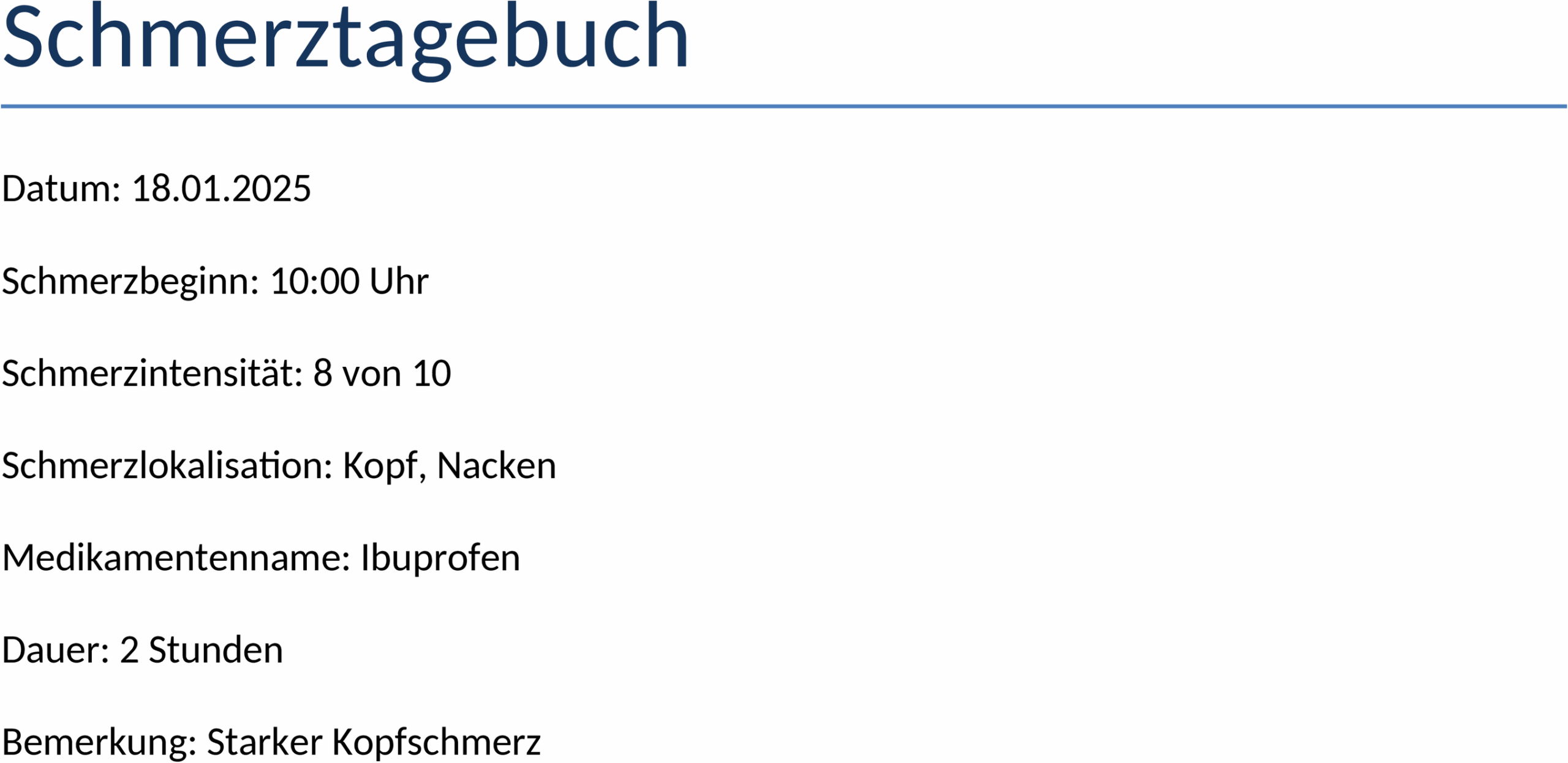 Word-Vorlage Schmerztagebuch