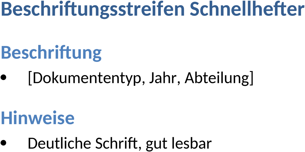 Word Vorlage Schnellhefter Beschriftungsstreifen