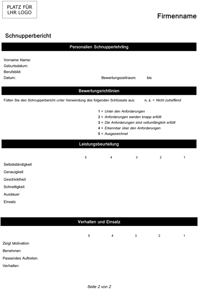 word-vorlage-schnupperbericht-leistungsbeurteilung