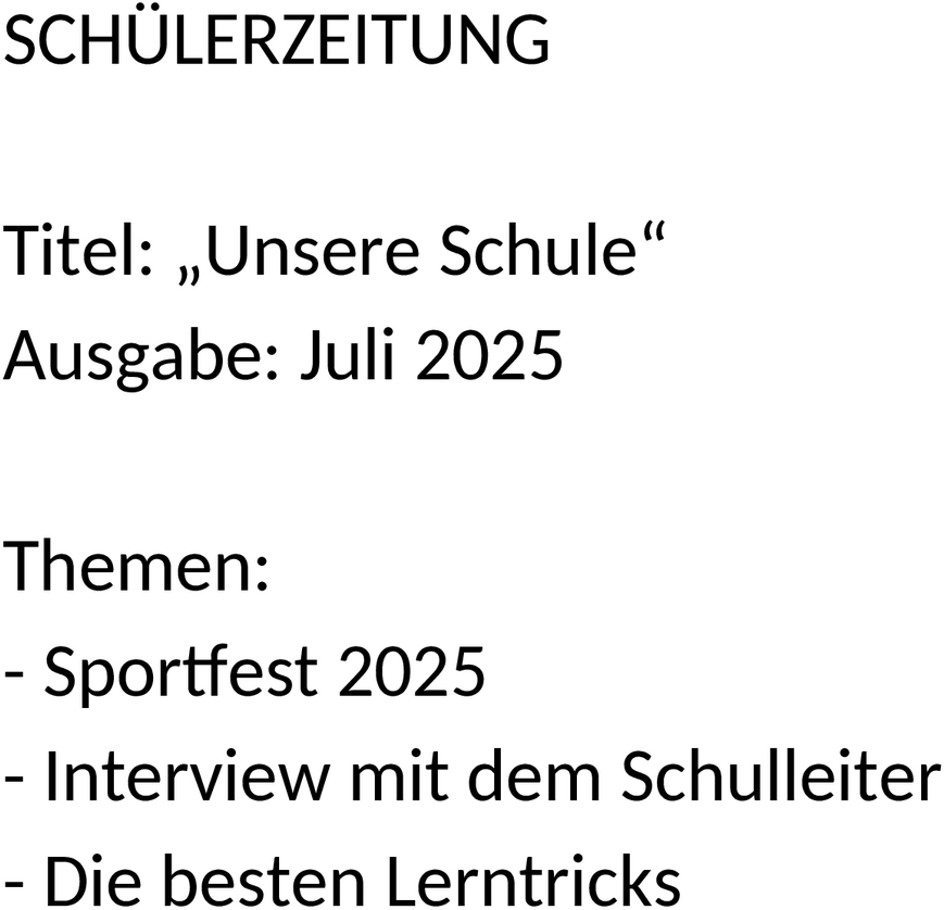 Word-Vorlage für eine Schülerzeitung
