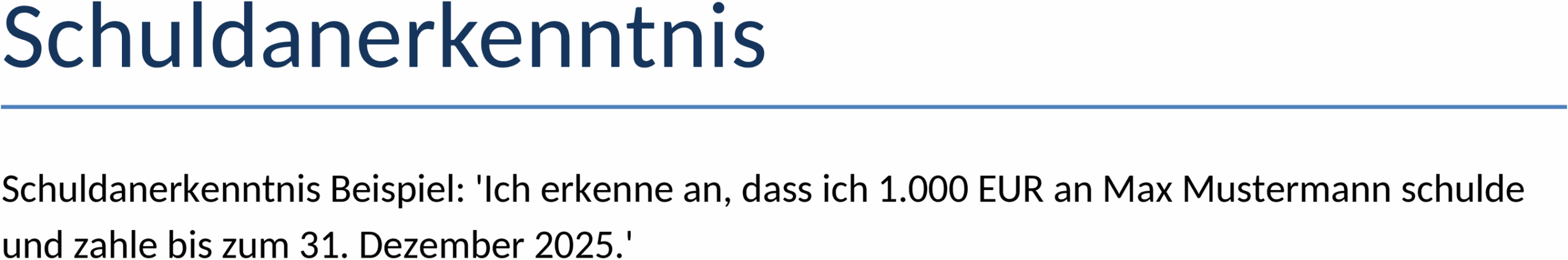 Word-Vorlage Schuldanerkenntnis