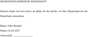 word-vorlage-selbstschuldnerische-buergschaft-unterzeichnen