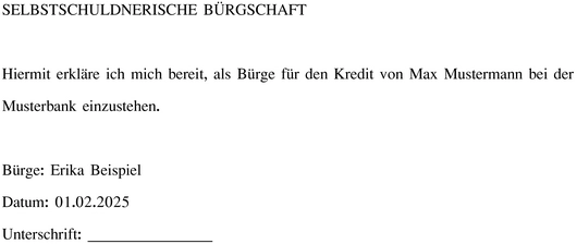 word-vorlage-selbstschuldnerische-buergschaft-unterzeichnen