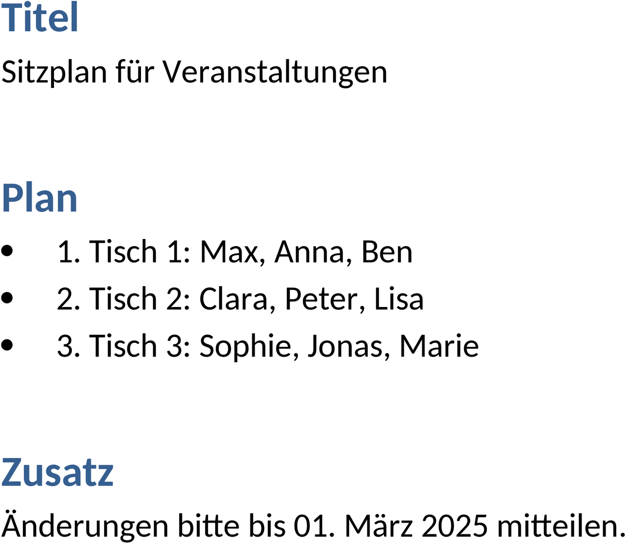 Word-Vorlage Sitzplan