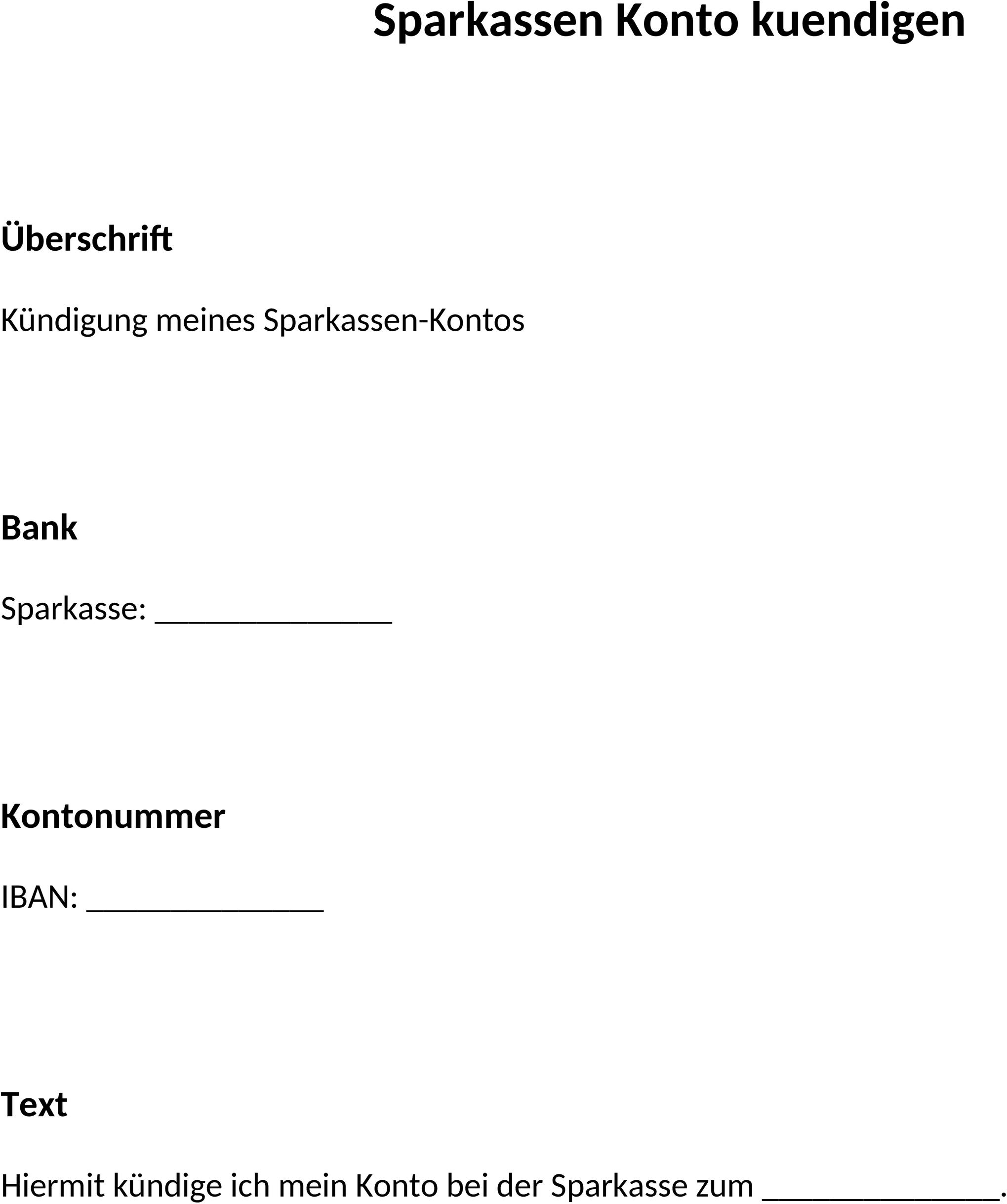 Word Vorlage Sparkassenkonto Kündigen