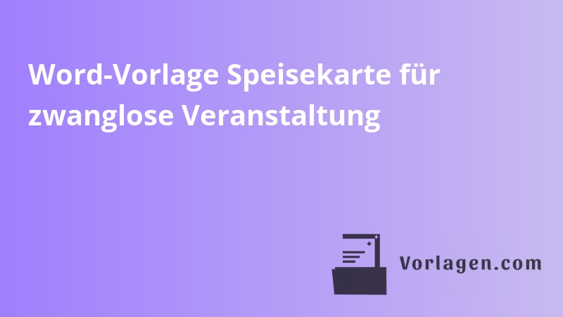 Word-Vorlage Speisekarte für zwanglose Veranstaltung