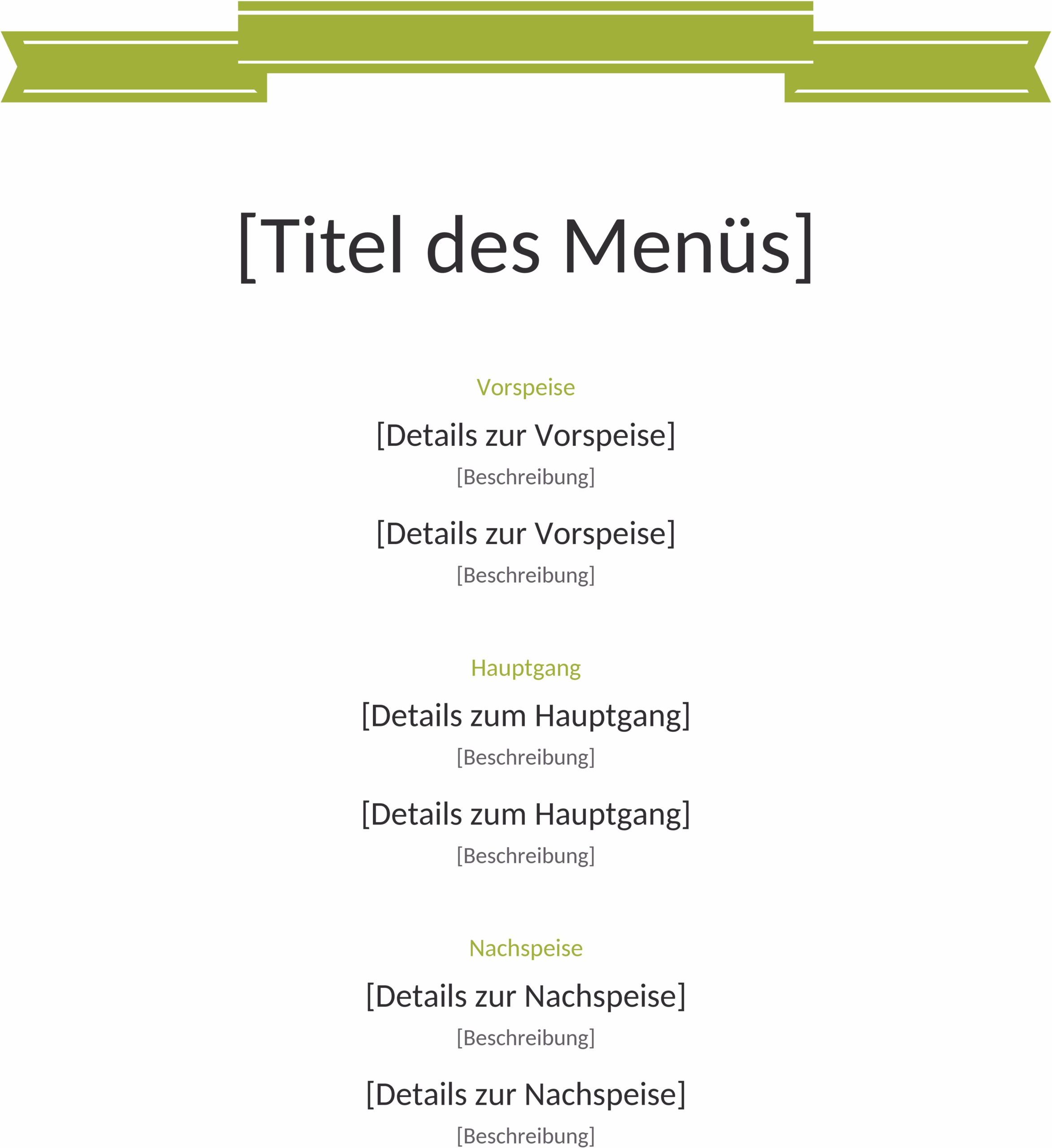 Word-Vorlage für Speisekarten