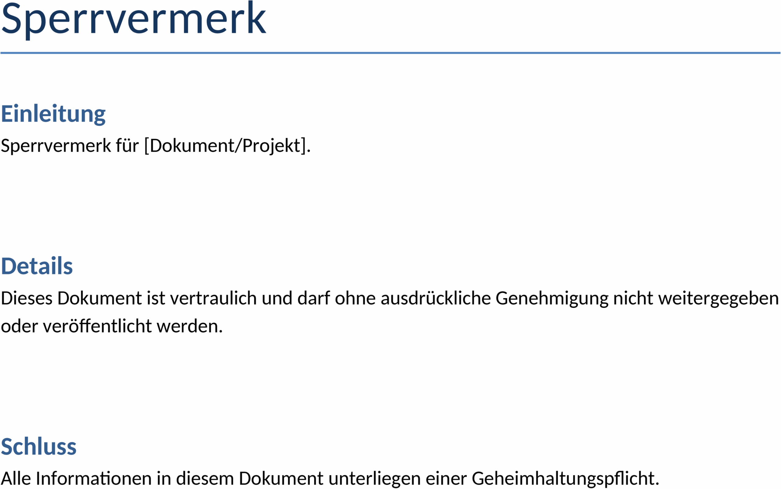Word-Vorlage Sperrvermerk für Geschäftsdokumente