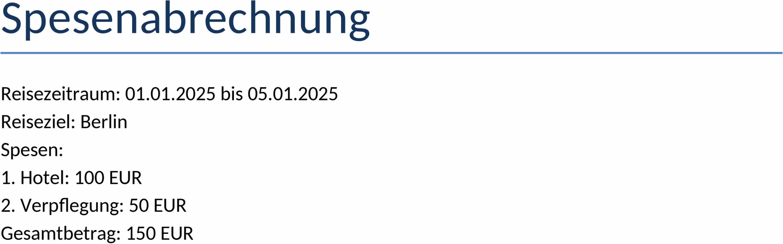 Word-Vorlage für Spesenabrechnung