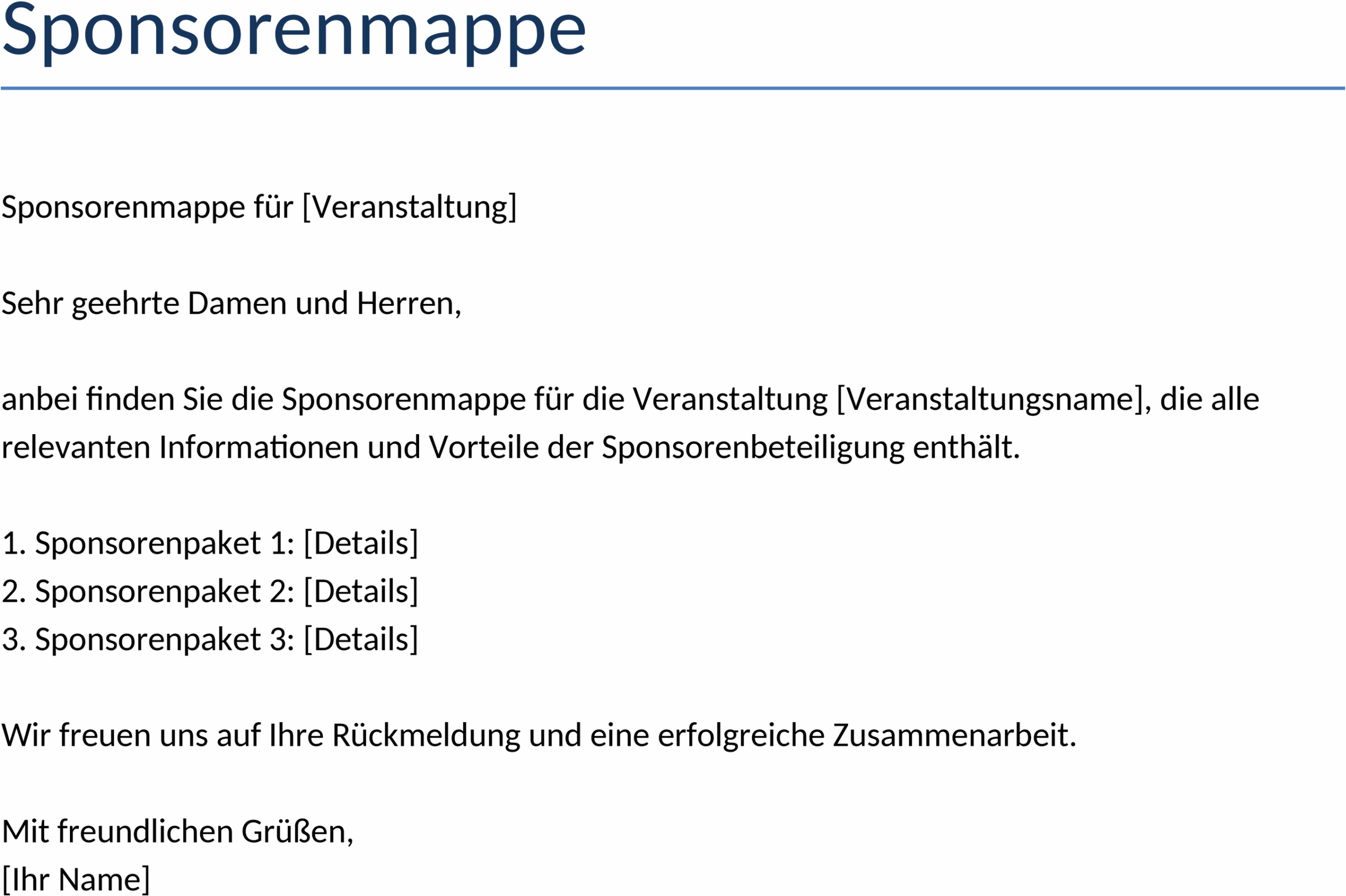 Word-Vorlage Sponsorenmappe