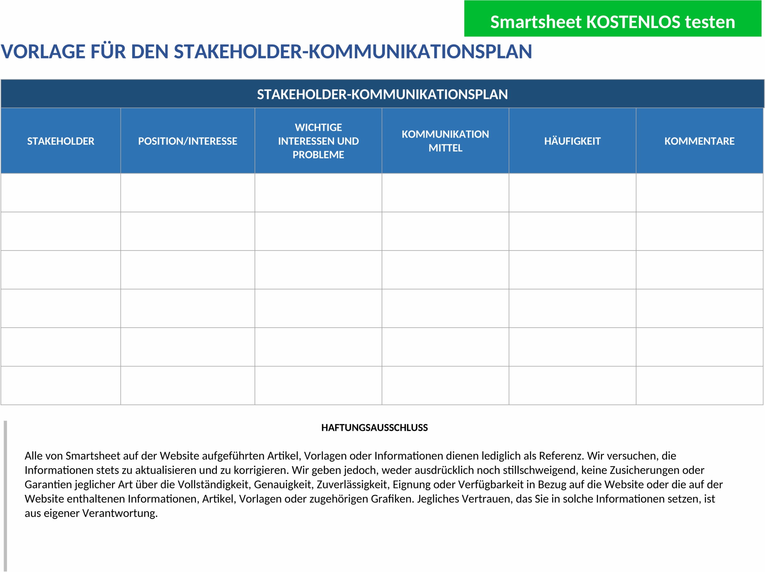 Word-Vorlage Stakeholder-Kommunikationsplan