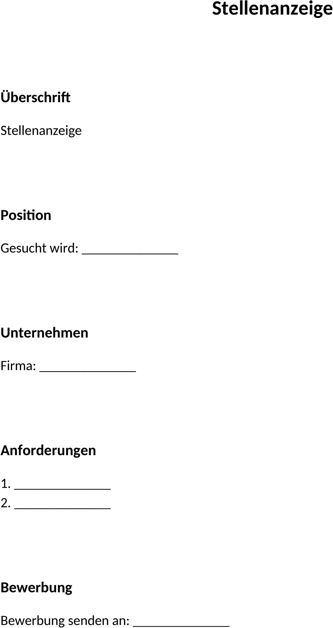 Word-Vorlage für Stellenanzeigen