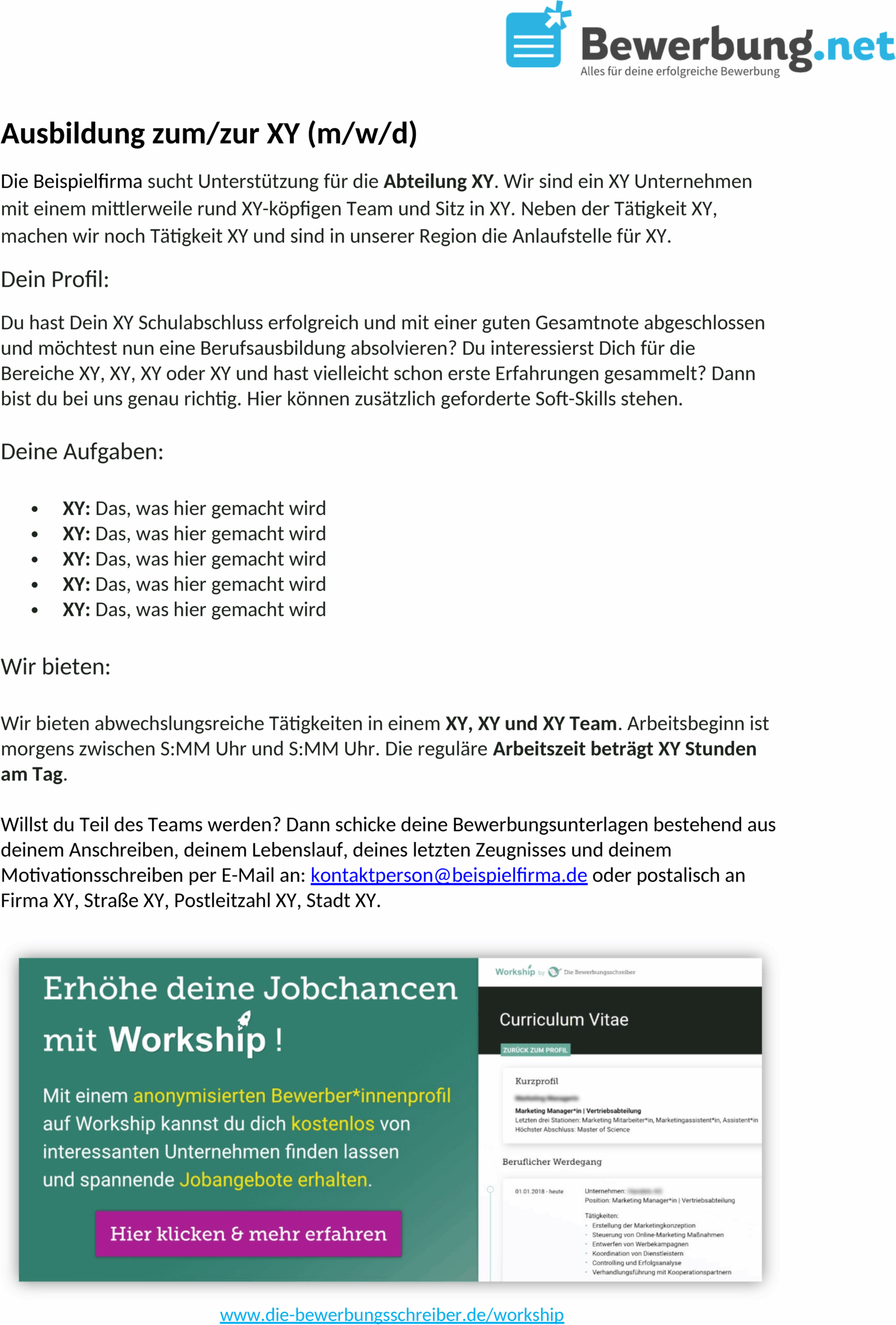 Word-Vorlage Stellenausschreibung