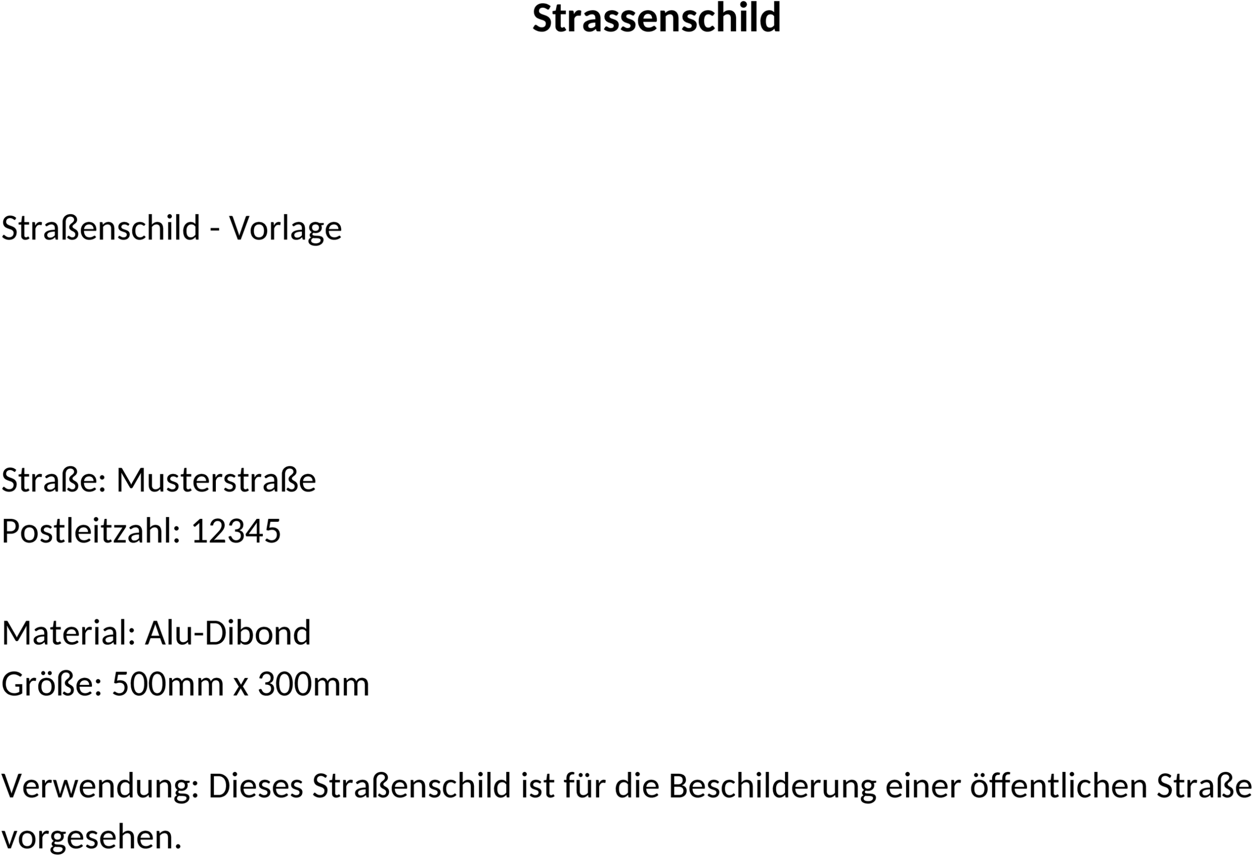 Word-Vorlage Straßenschild