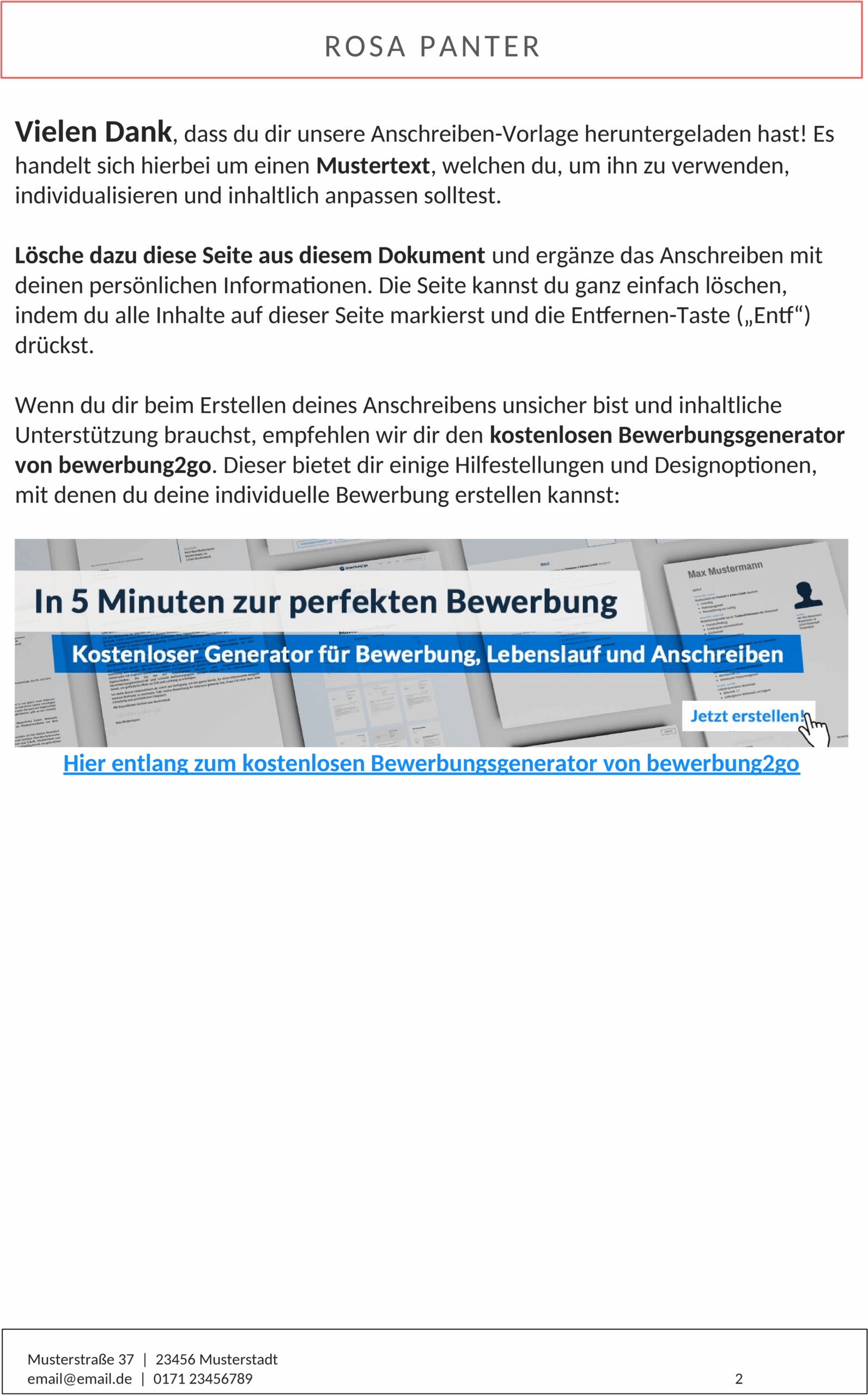 Word-Vorlage Strategisches Anschreiben