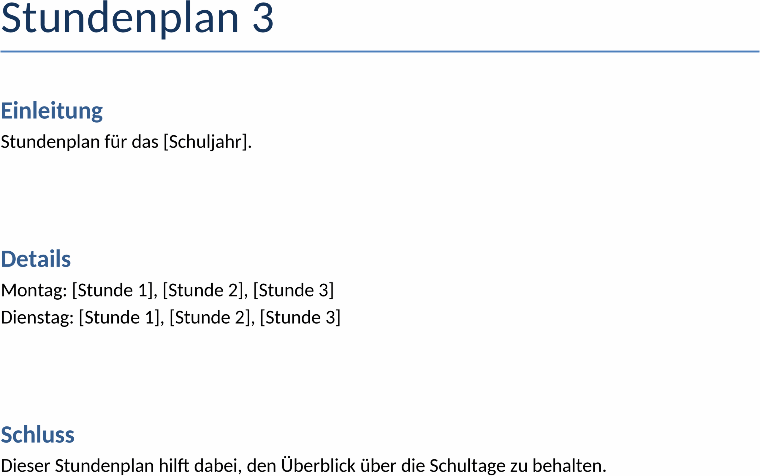 Word-Vorlage Stundenplan