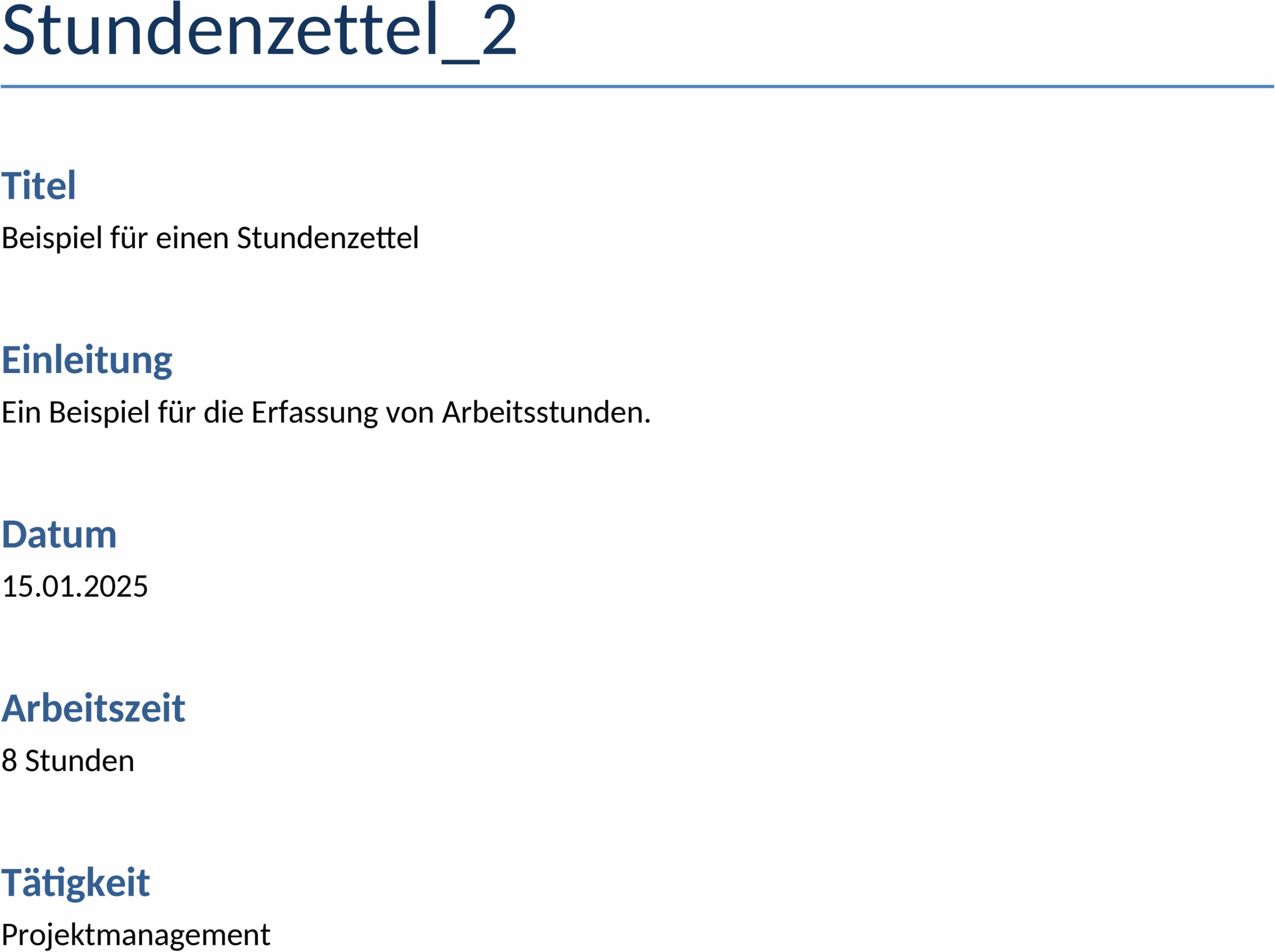 Word-Vorlage: Stundenzettel für präzise Zeiterfassung