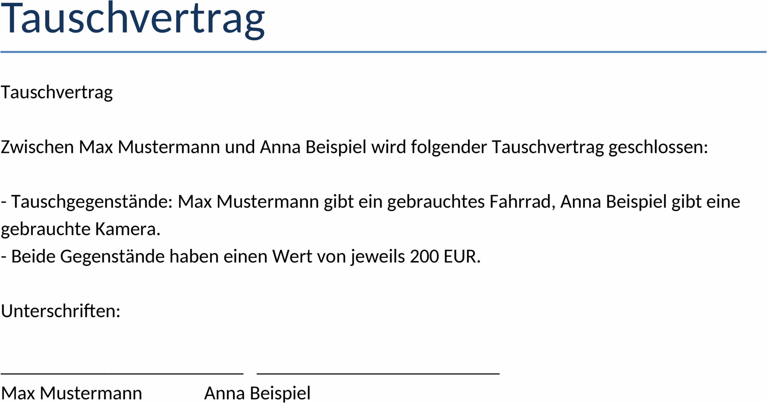 Word-Vorlage Tauschvertrag für Verträge