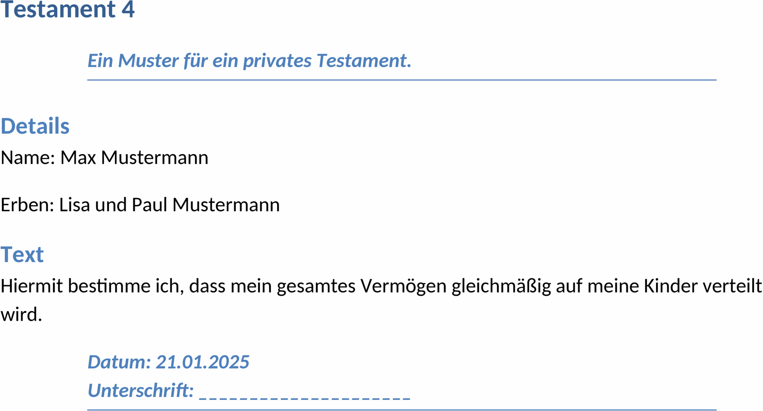 Word-Vorlage Testament erstellen