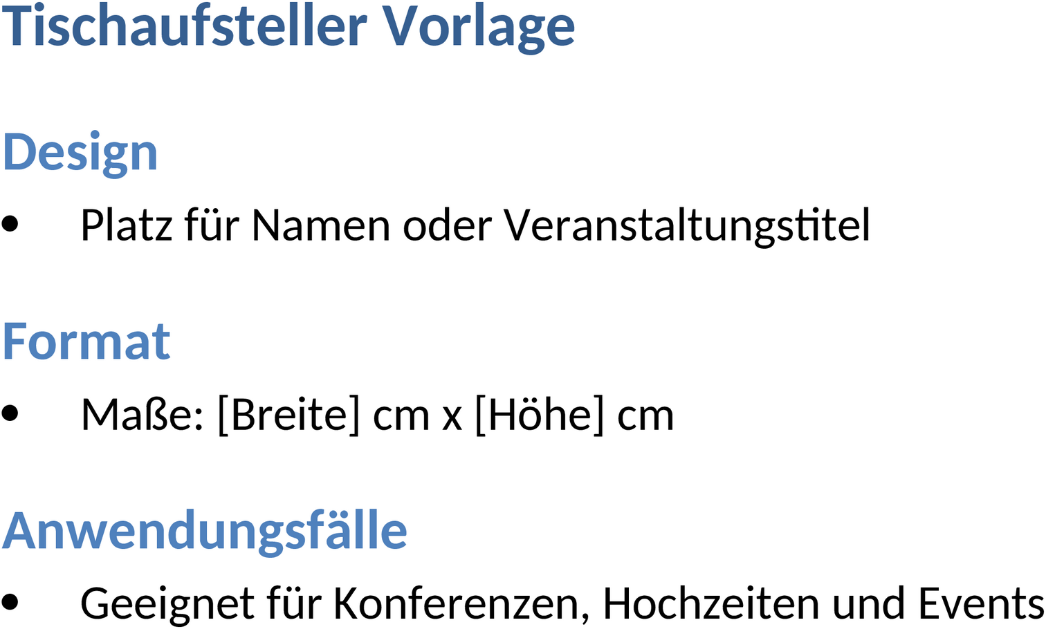Word-Vorlage Tischaufsteller für Einladungen