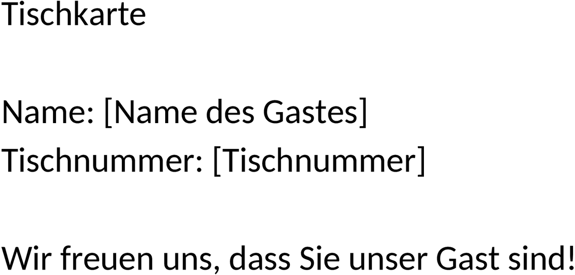 Word-Vorlage Tischkarten