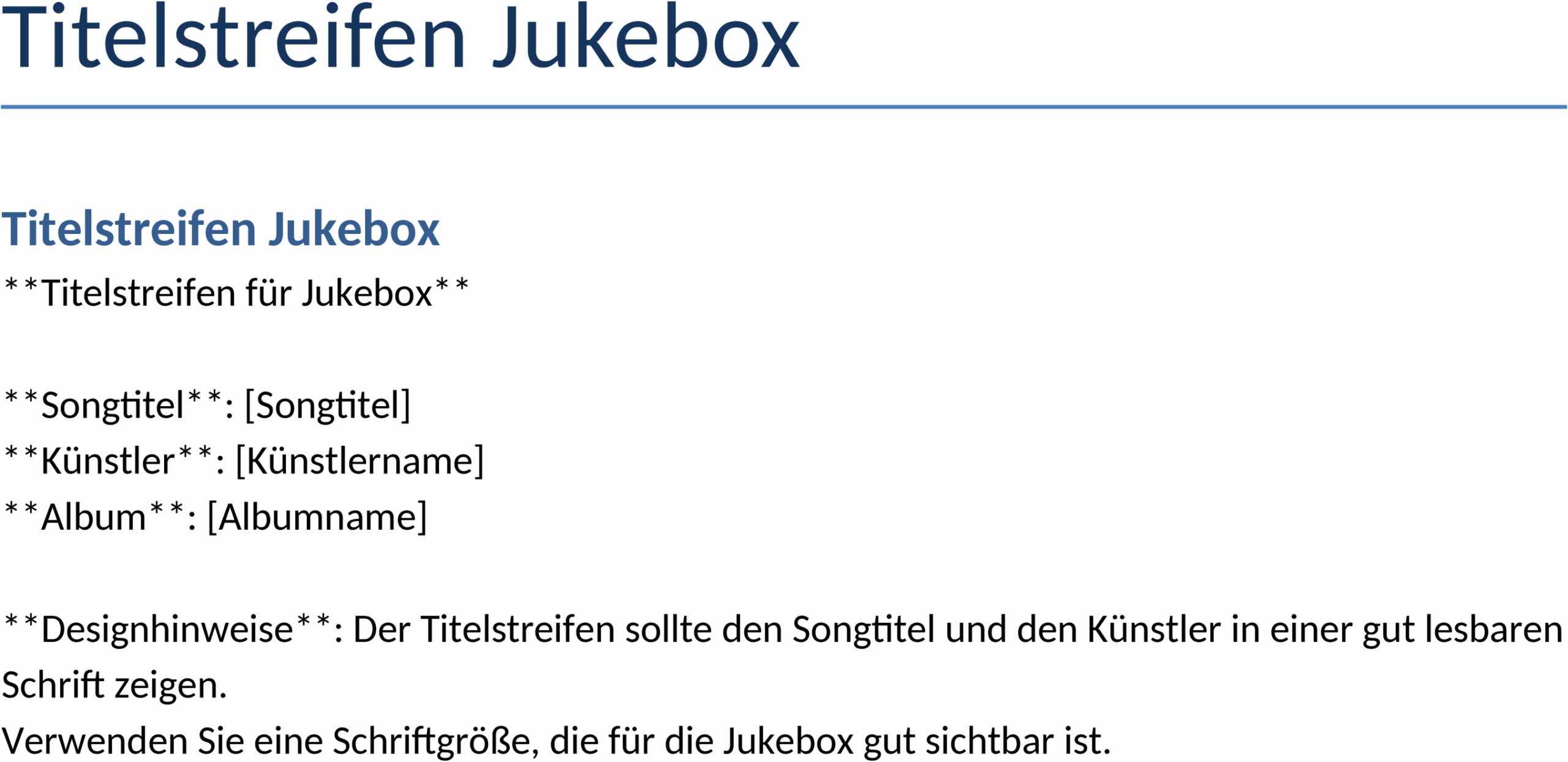 Word-Vorlage Titelstreifen für Jukebox