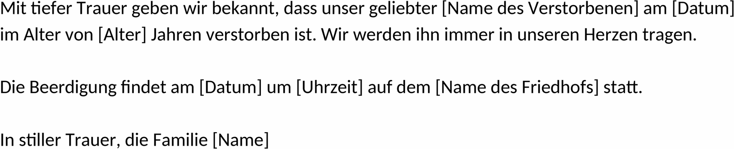 Word-Vorlage Todesanzeige
