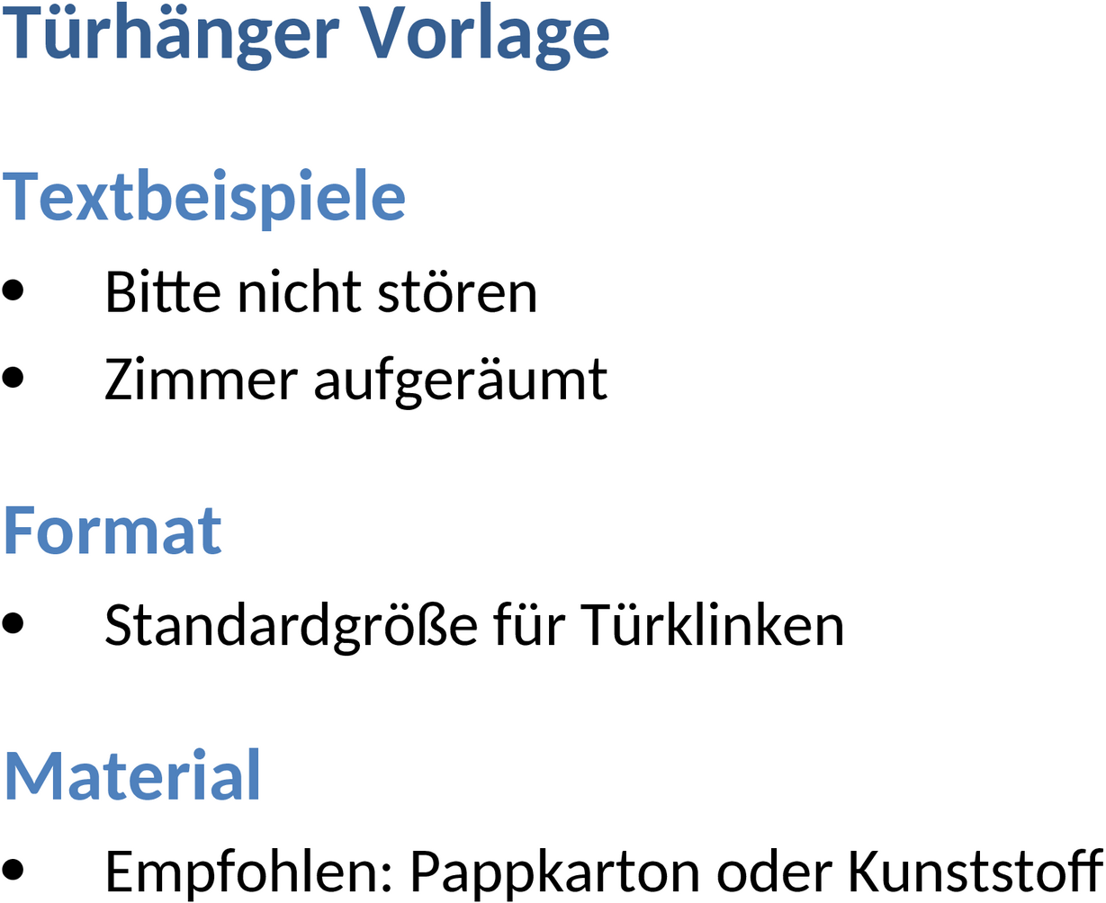 Word Vorlage Tuerhaenger