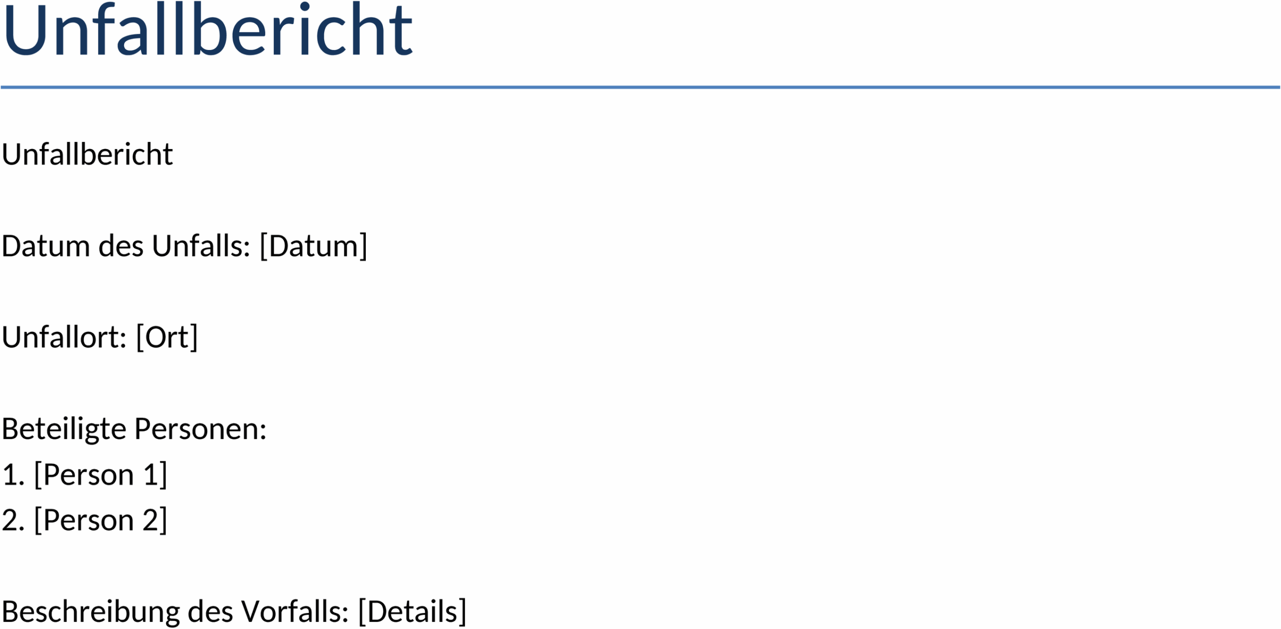Word-Vorlage Unfallbericht
