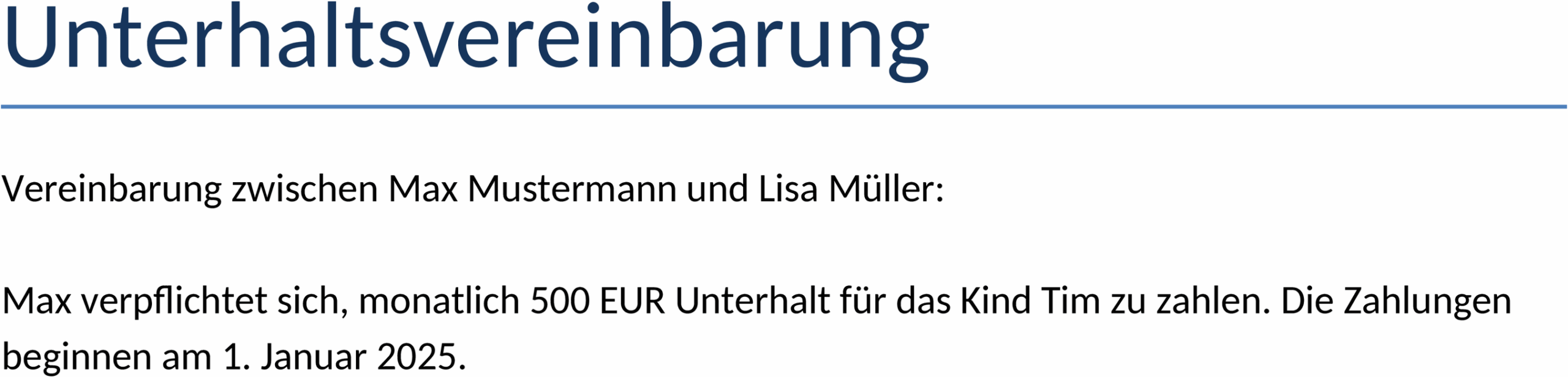 Word-Vorlage Unterhaltsvereinbarung