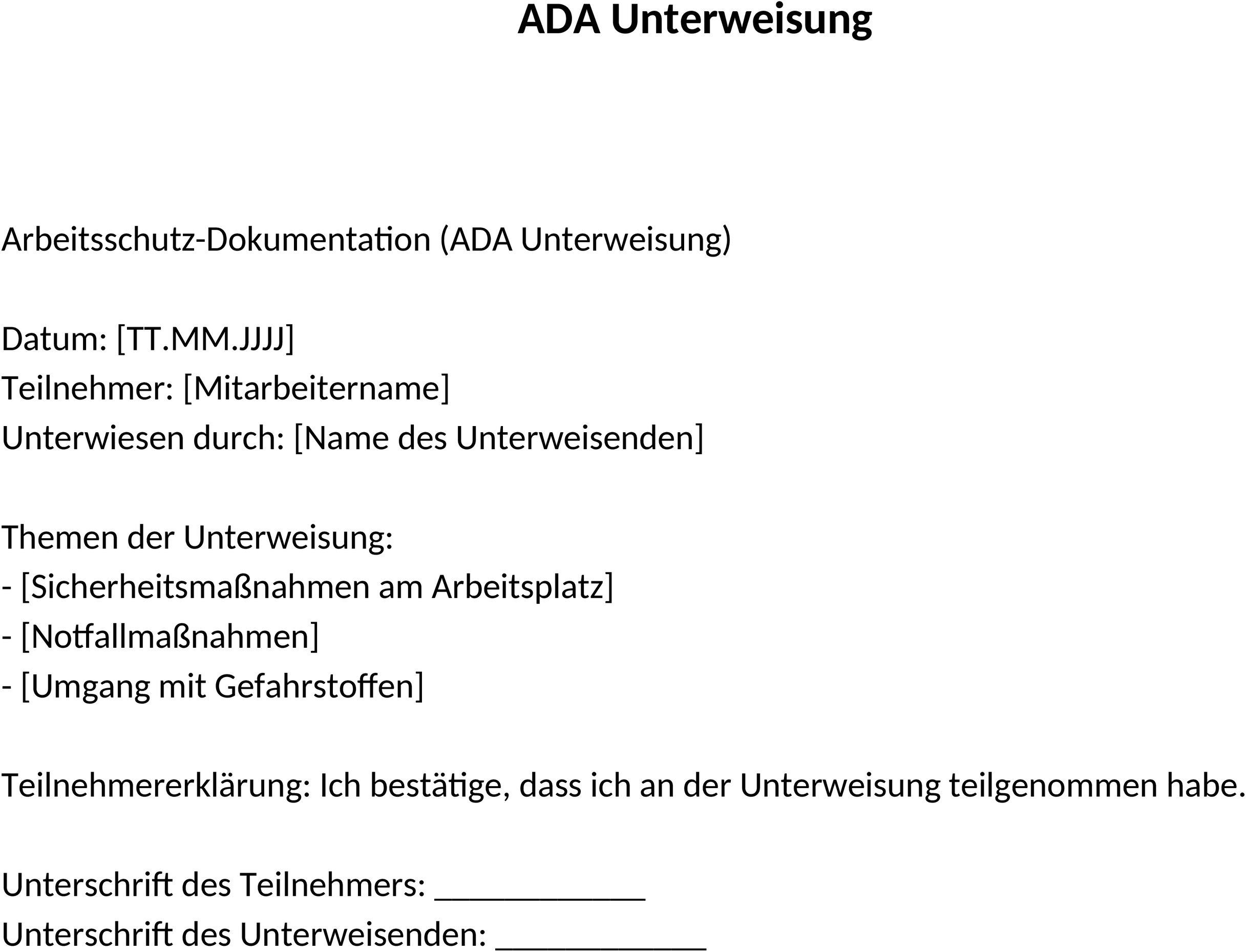 Word-Vorlage Unterweisung